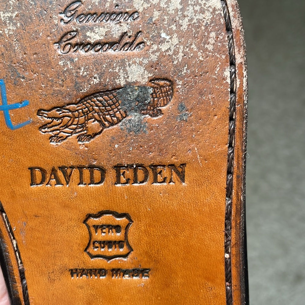 David Eden Crocodile Mens Loafers Brown Sz 10 Old Money Fratboy John Jr Shoes - Picture 5 of 8